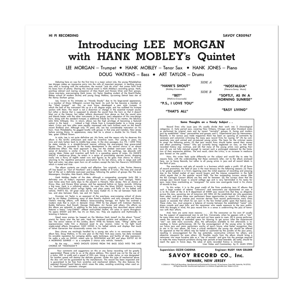 Introducing Lee Morgan (Original Jazz Classics Series)